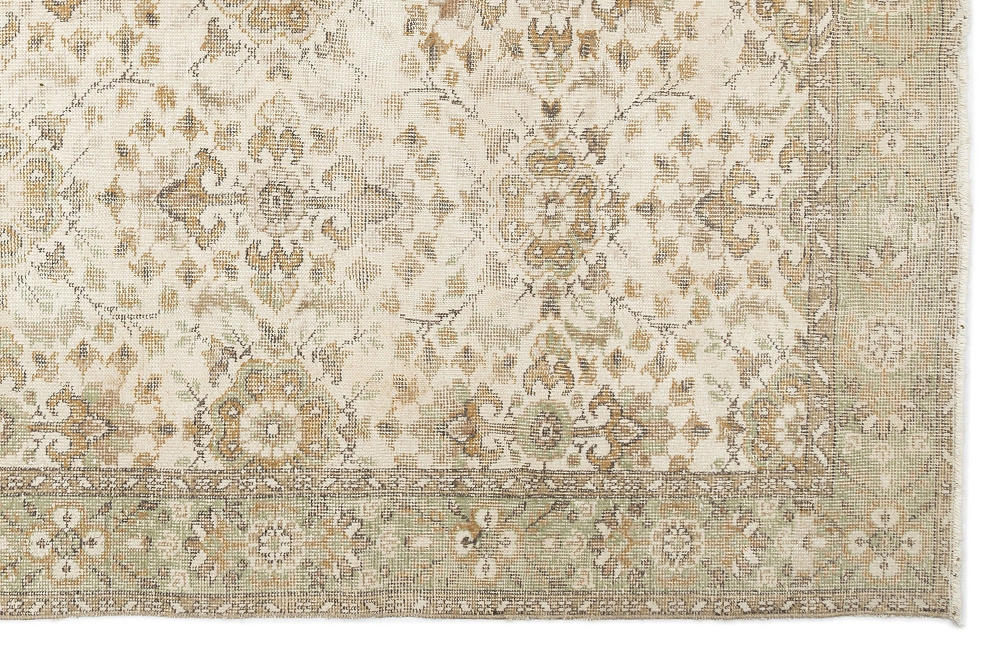 Atina Beige Vintage Wool Handmade Area Rug 6'1" x 10'0"