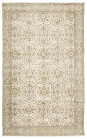 Atina Beige Vintage Wool Handmade Area Rug 6'1" x 10'0"