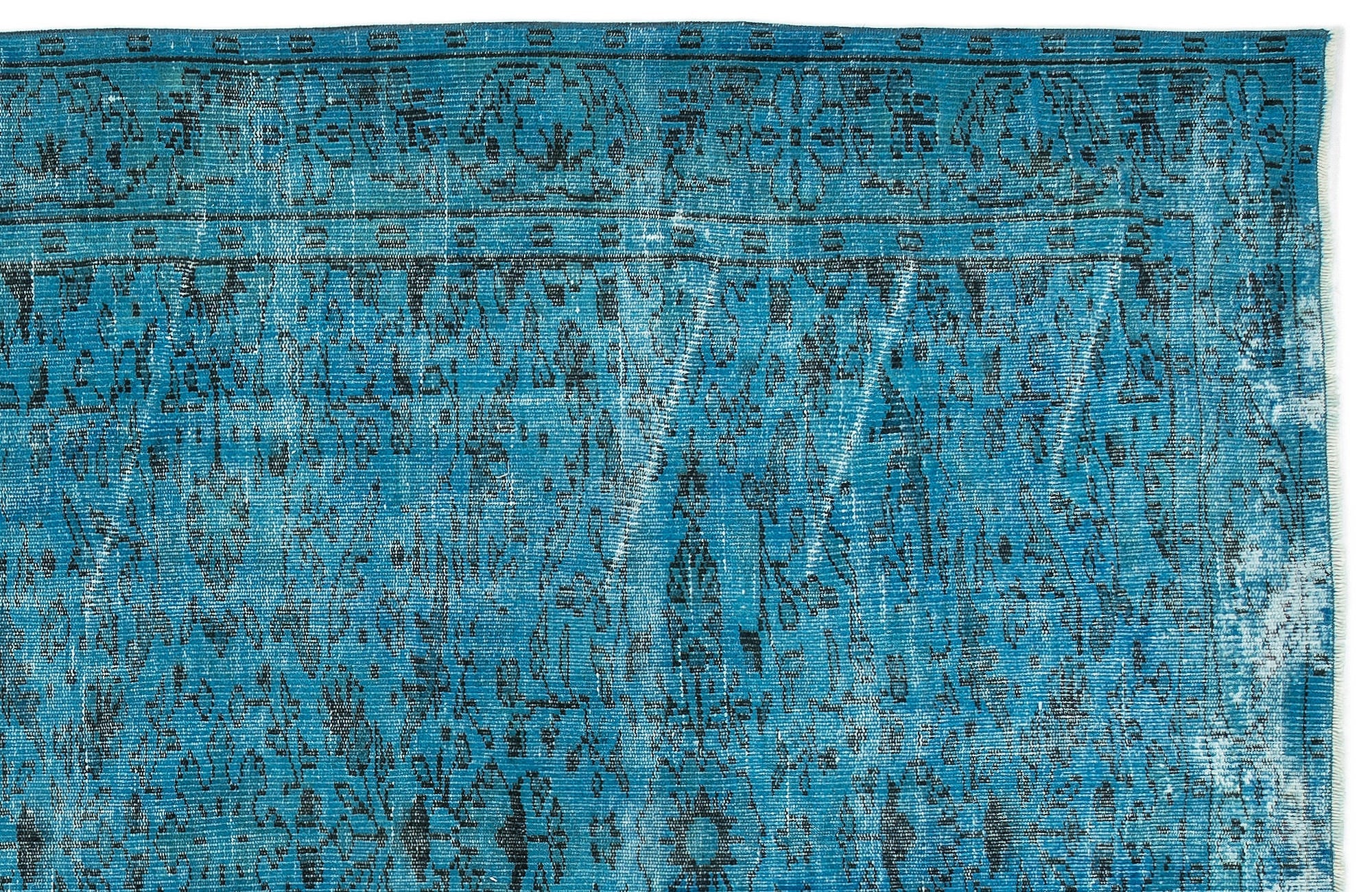 Atina Turquoise Vintage Wool Handmade Area Rug 5'11" x 9'6"