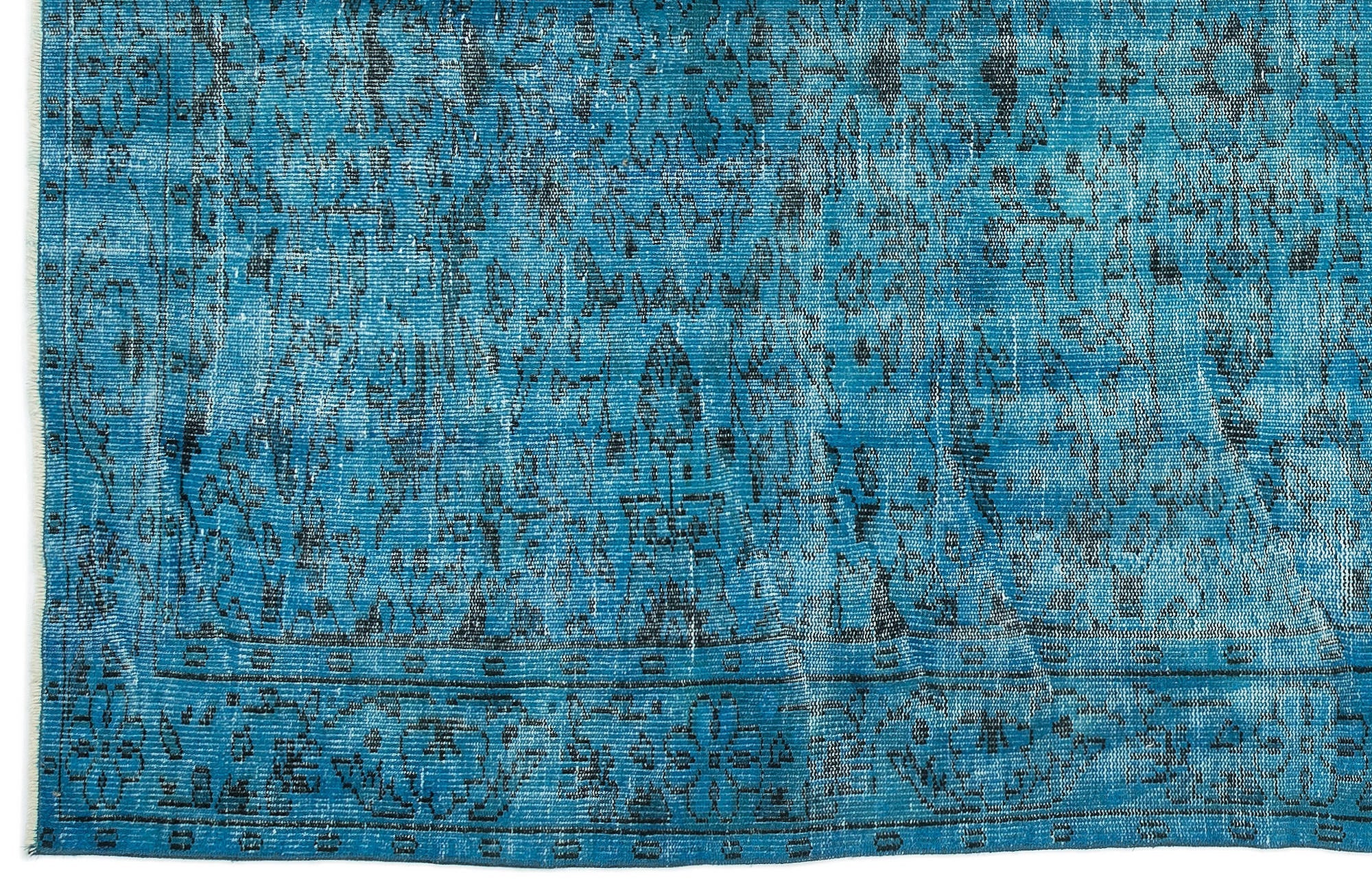 Atina Turquoise Vintage Wool Handmade Area Rug 5'11" x 9'6"