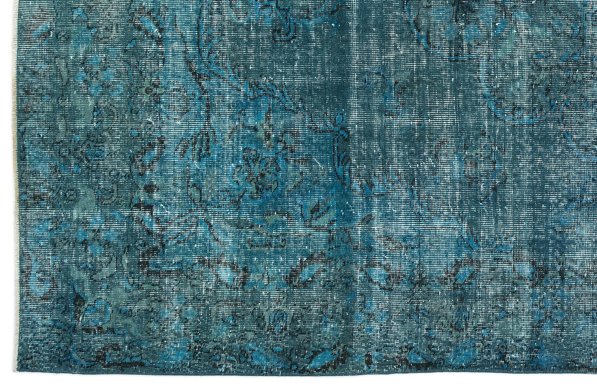 Atina Turquoise Vintage Wool Handmade Area Rug 6'4" x 10'2"