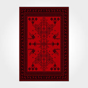 Digital Print Area Rug – Washable Non Slip Red Frame Chenille Cotton Rug