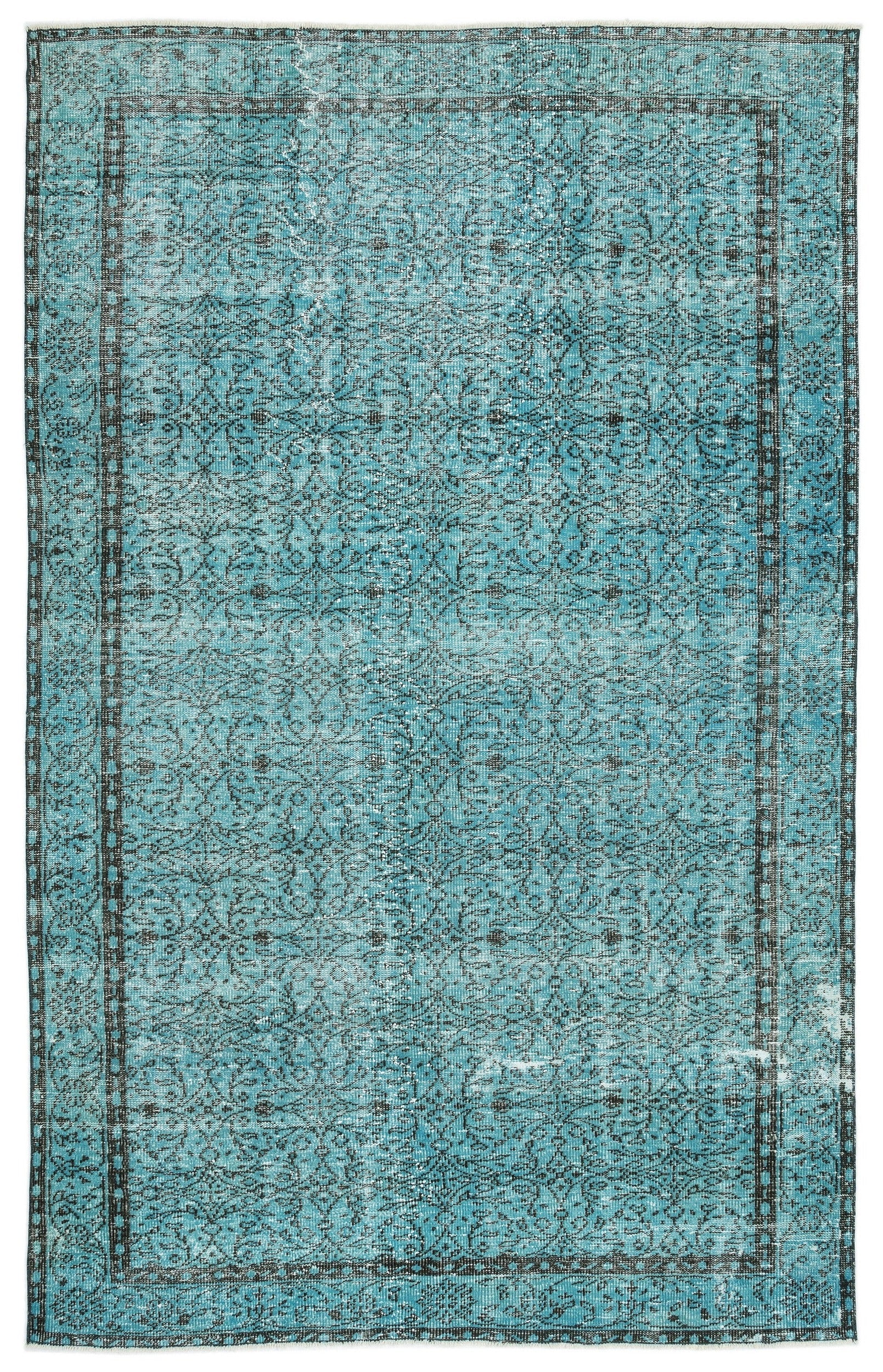 Atina Turquoise Vintage Wool Handmade Area Rug 6'4" x 10'0"