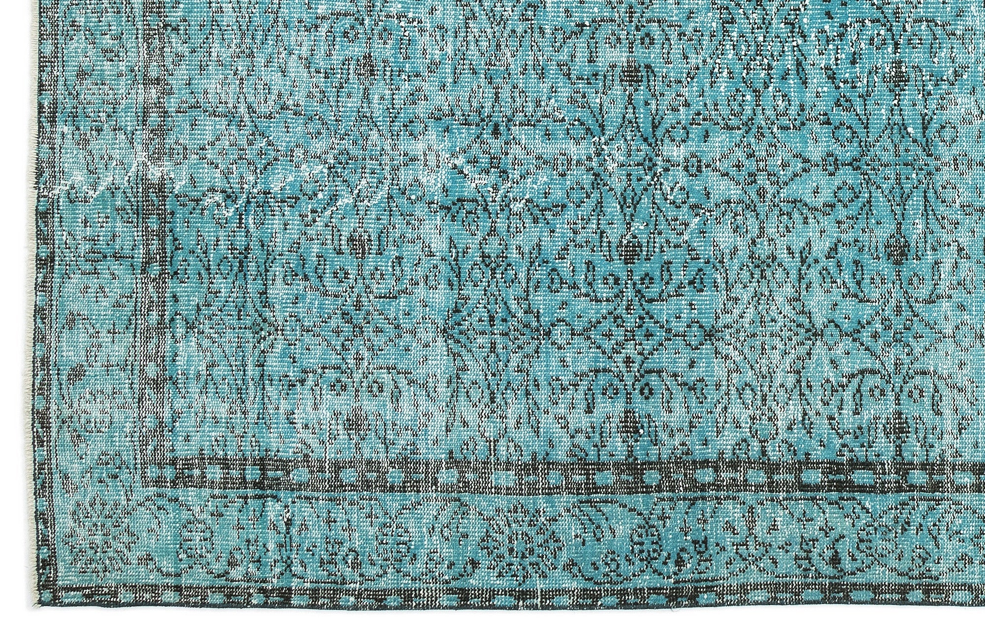 Atina Turquoise Vintage Wool Handmade Area Rug 6'4" x 10'0"