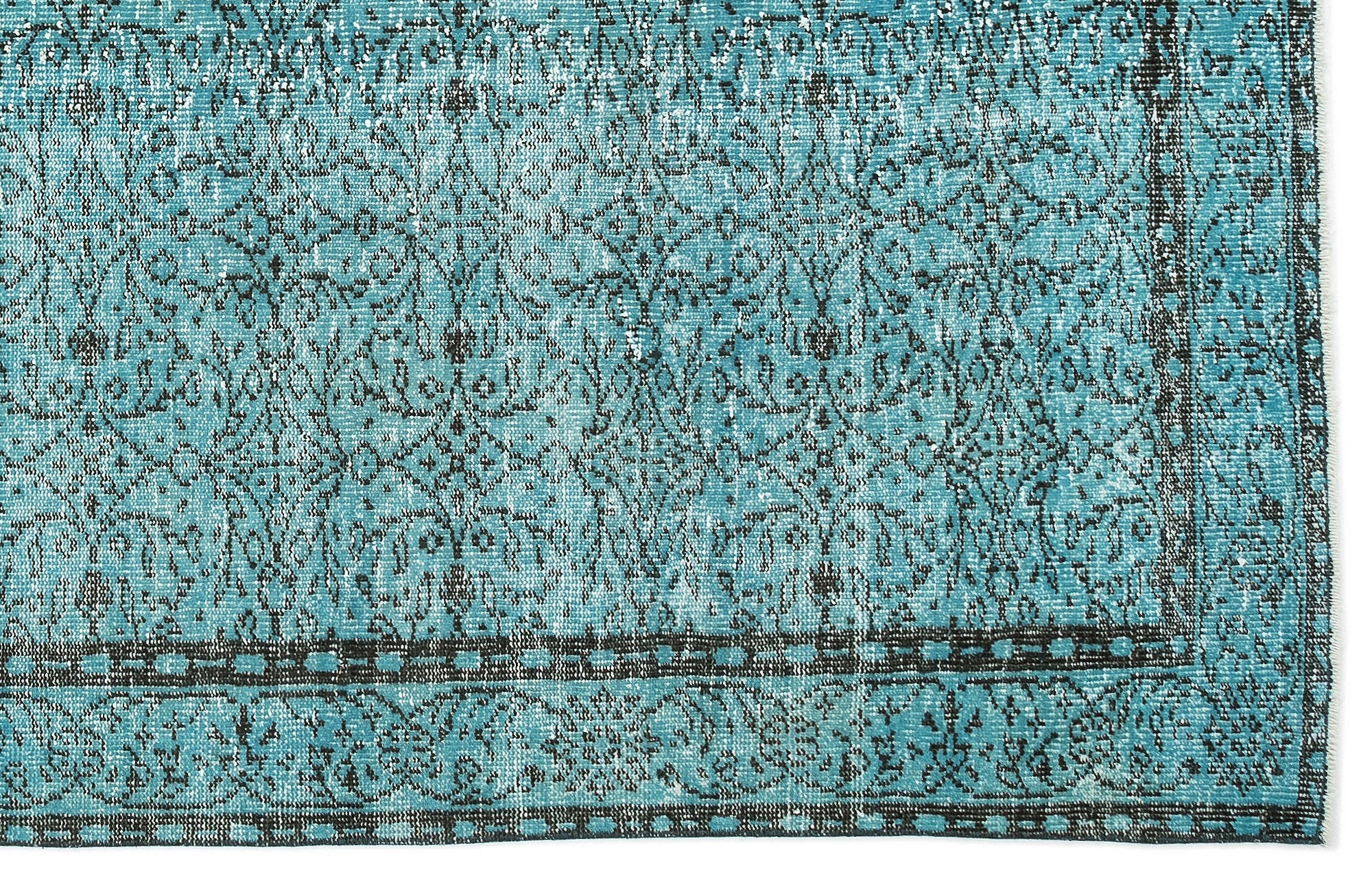 Atina Turquoise Vintage Wool Handmade Area Rug 6'4" x 10'0"