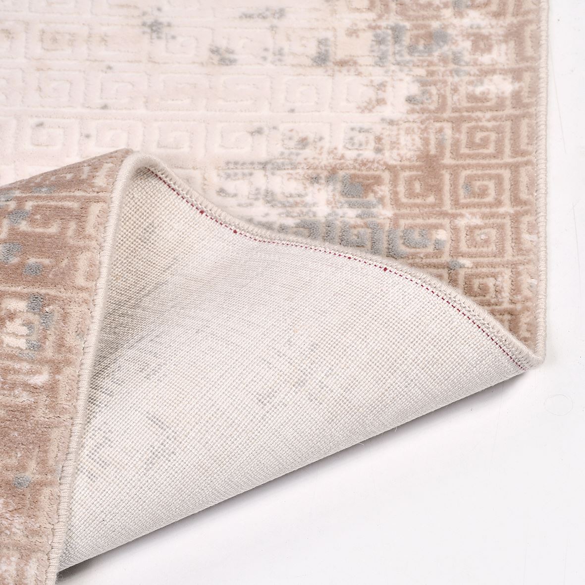 Modern Area Rug – Machine Made Cream Polyester Carpet for Living Room