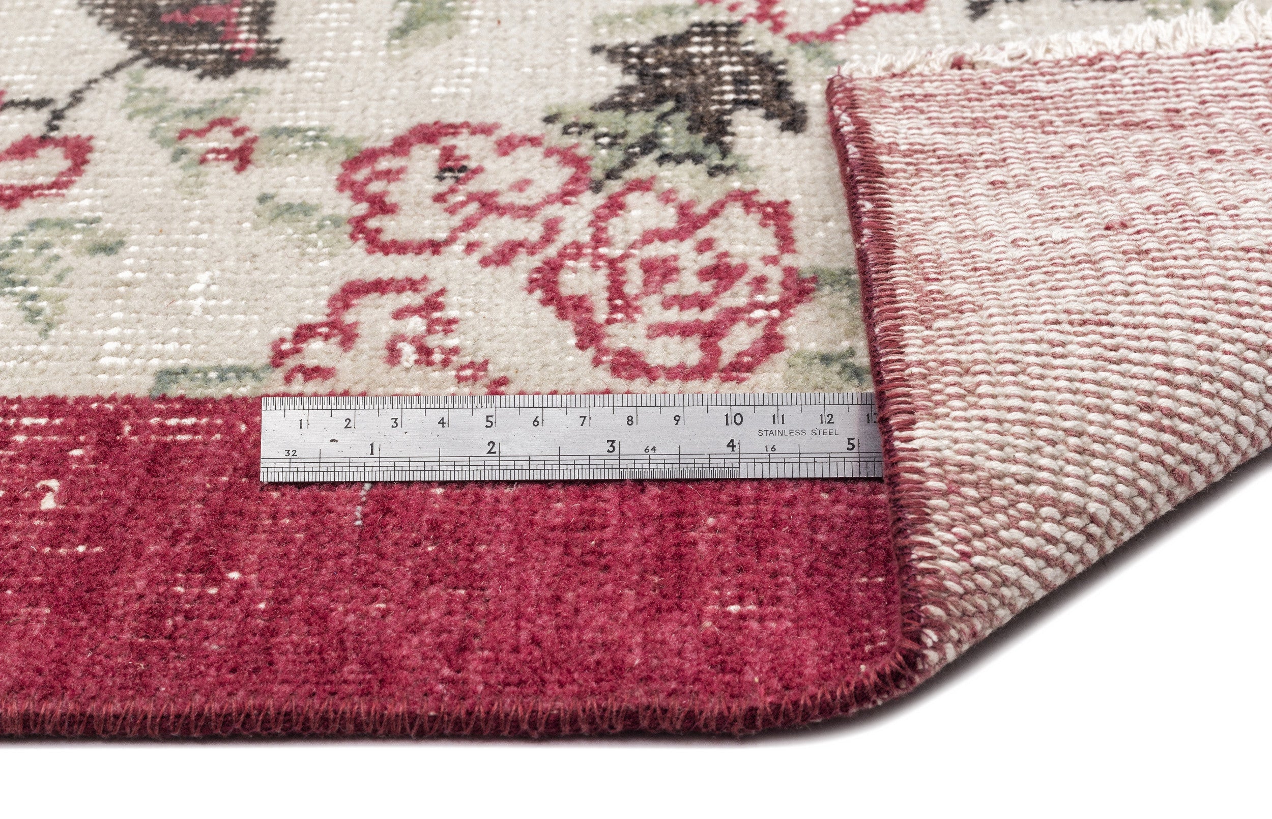 Atina Beige Vintage Wool Handmade Area Rug 4'11" x 8'11"