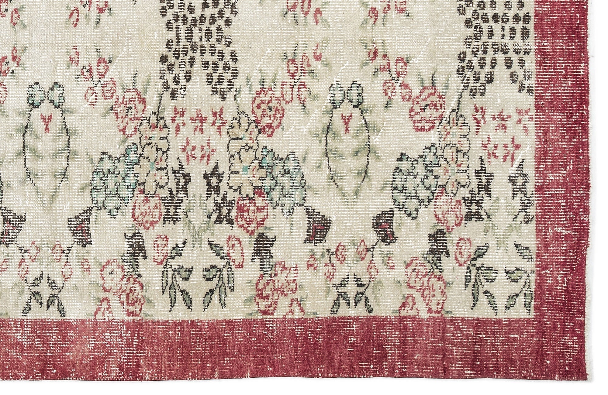 Atina Beige Vintage Wool Handmade Area Rug 4'11" x 8'11"