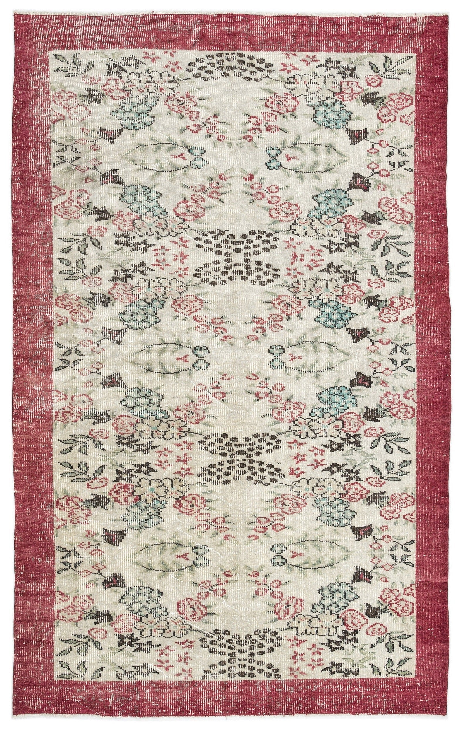 Atina Beige Vintage Wool Handmade Area Rug 4'11" x 8'11"