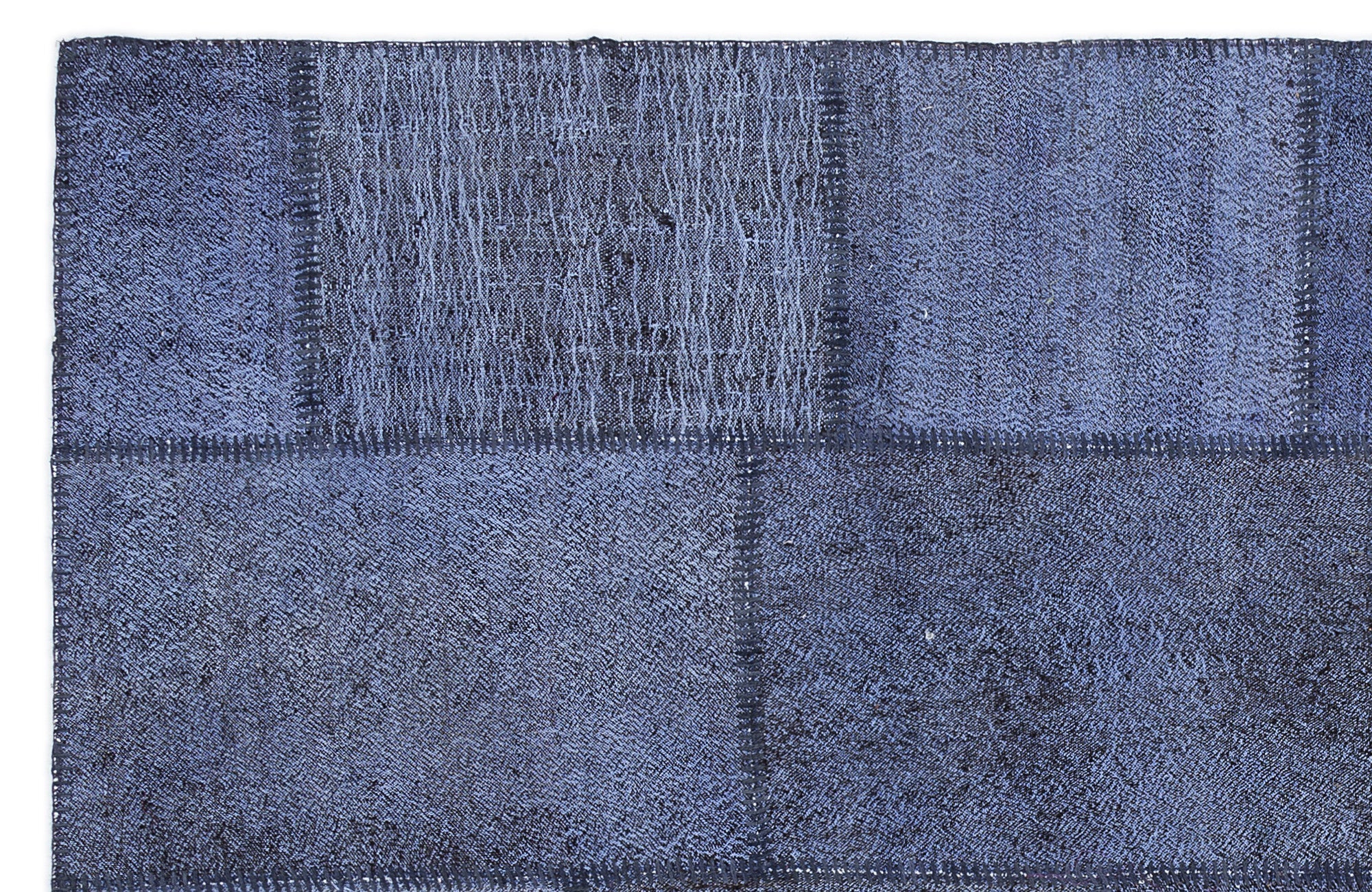 Teselya 1223 Blue Patchwork Wool Handmade Area Rug 5'3" x 7'7"