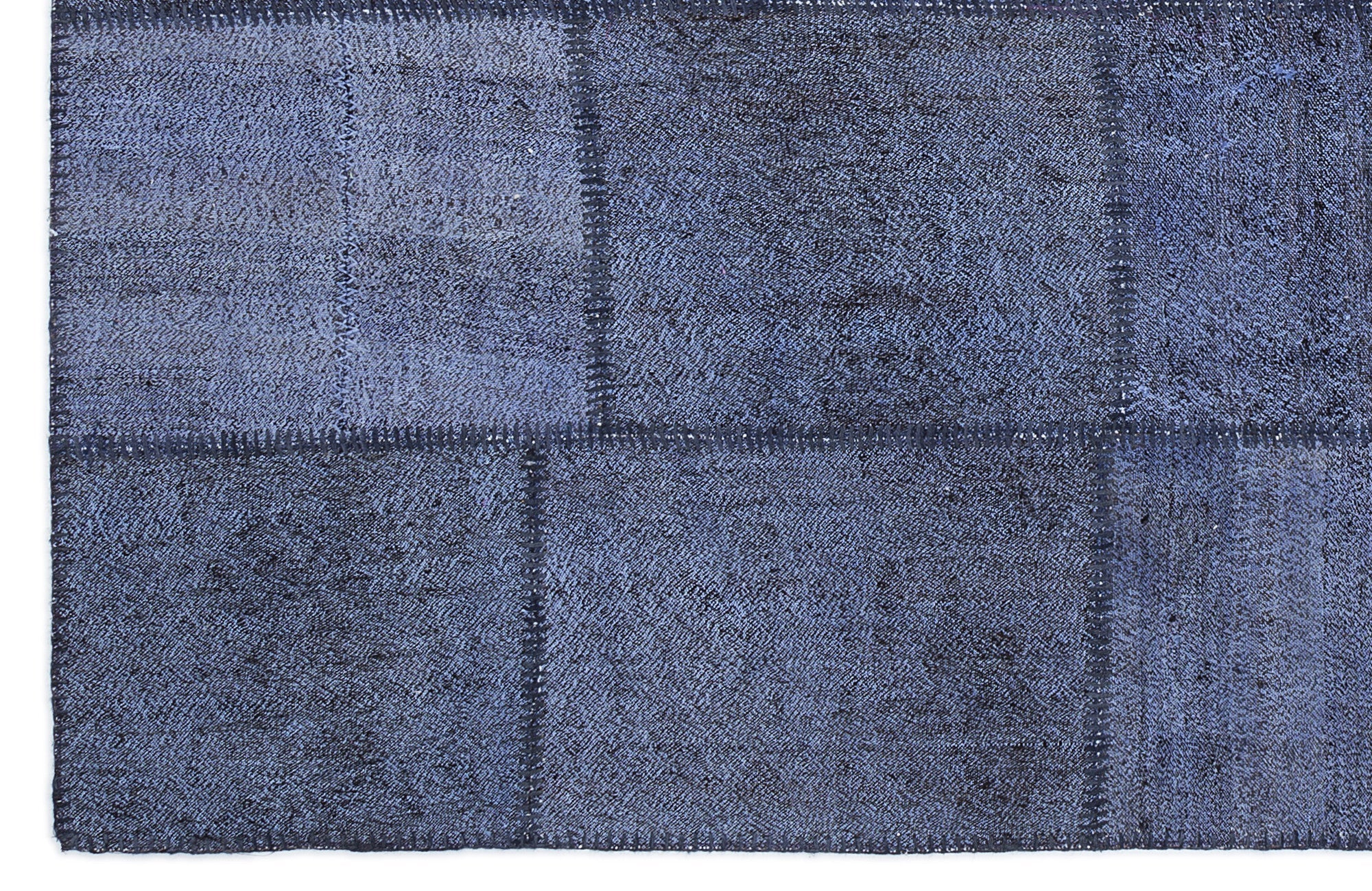 Teselya 1223 Blue Patchwork Wool Handmade Area Rug 5'3" x 7'7"