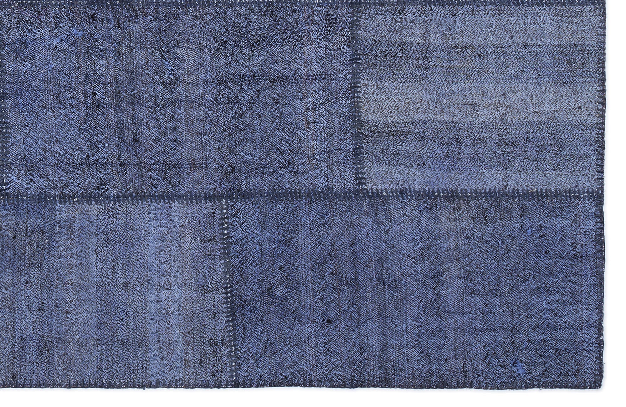 Teselya 1223 Blue Patchwork Wool Handmade Area Rug 5'3" x 7'7"