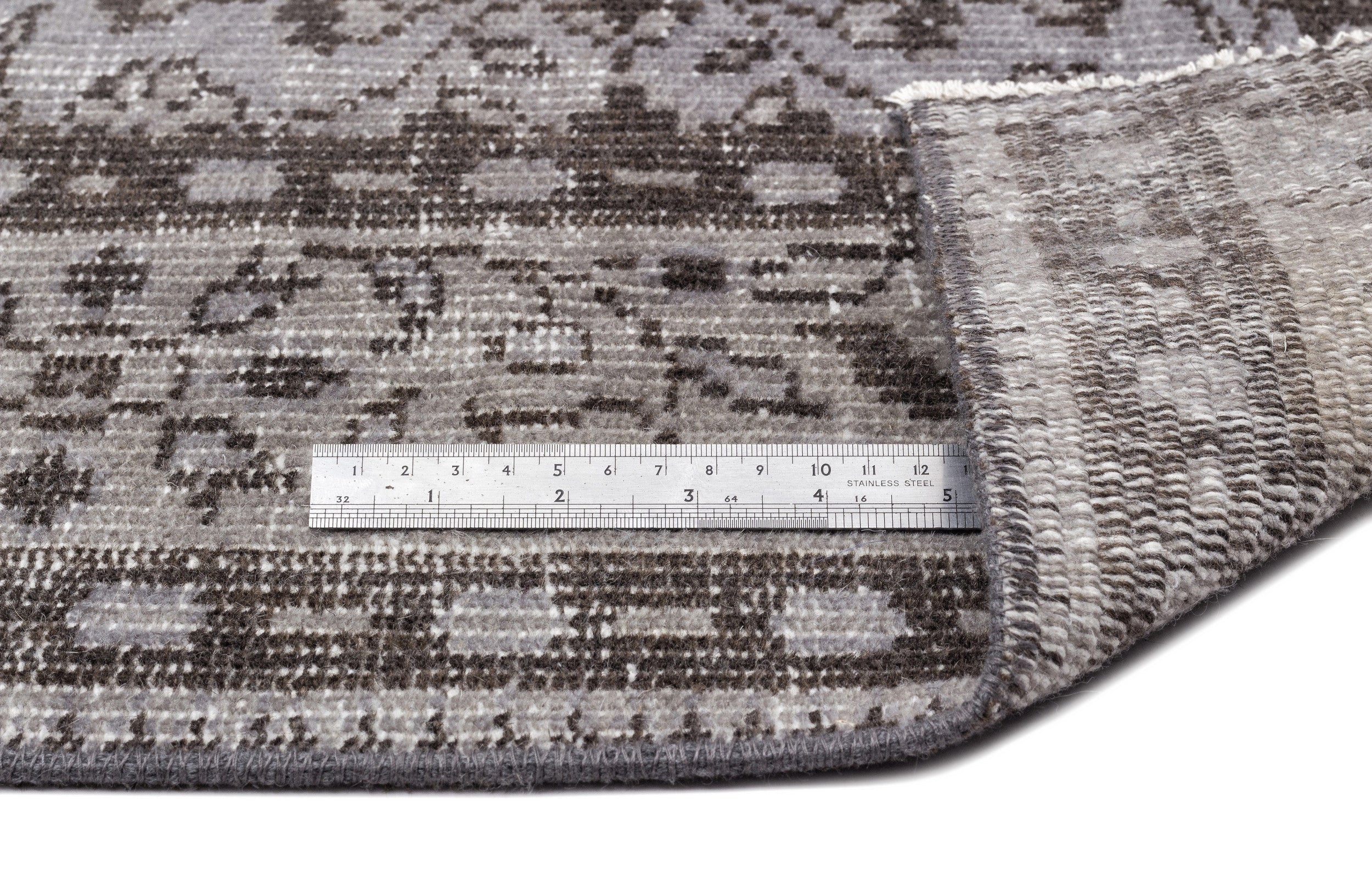 Atina Grey Vintage Wool Handmade Area Rug 5'7" x 9'3"
