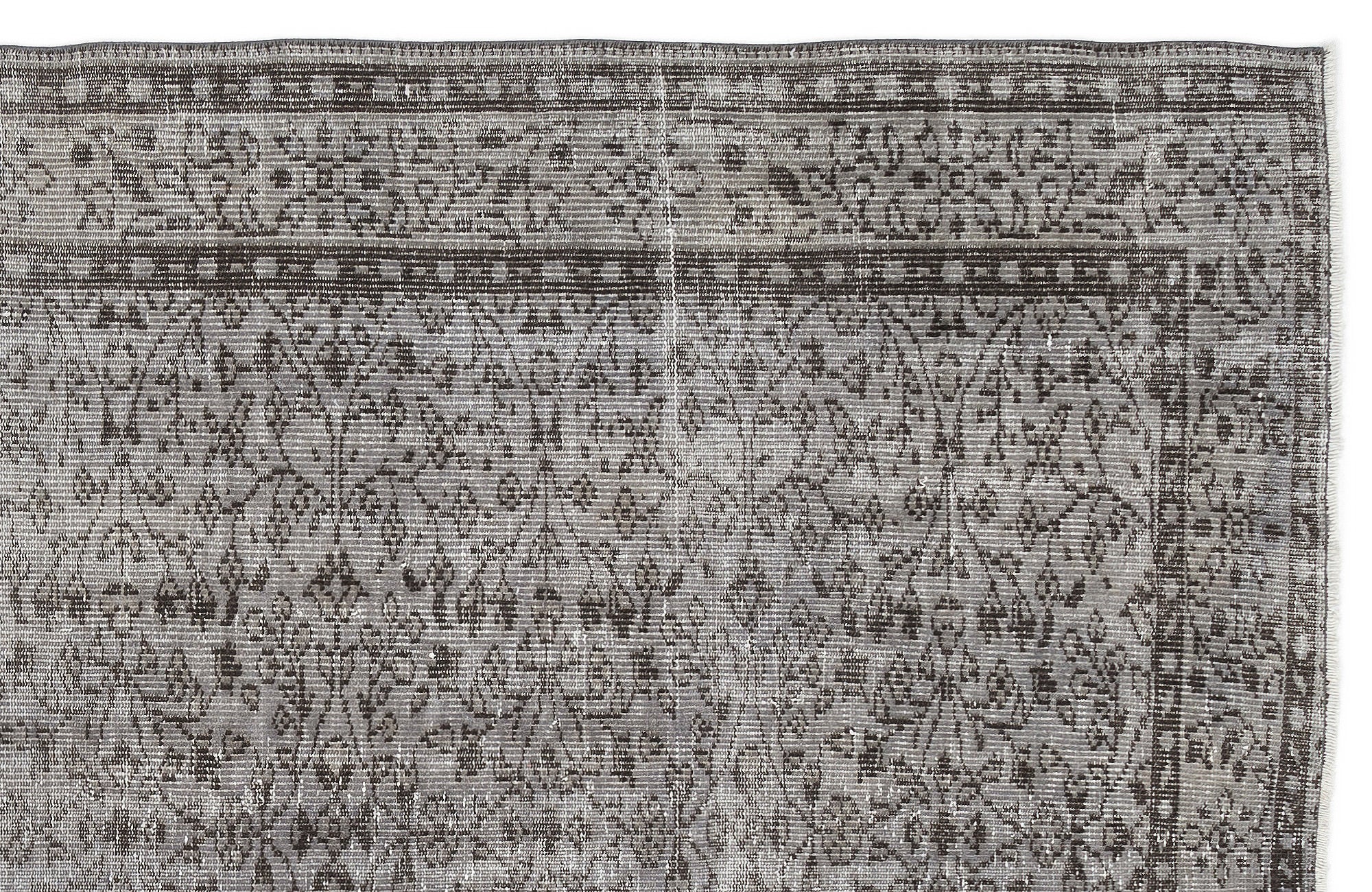 Atina Grey Vintage Wool Handmade Area Rug 5'7" x 9'3"