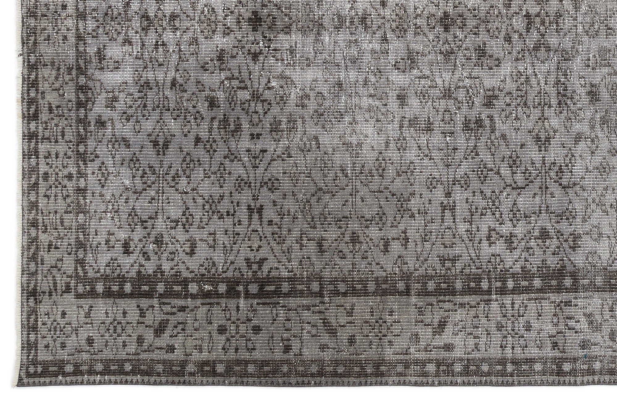 Atina Grey Vintage Wool Handmade Area Rug 5'7" x 9'3"