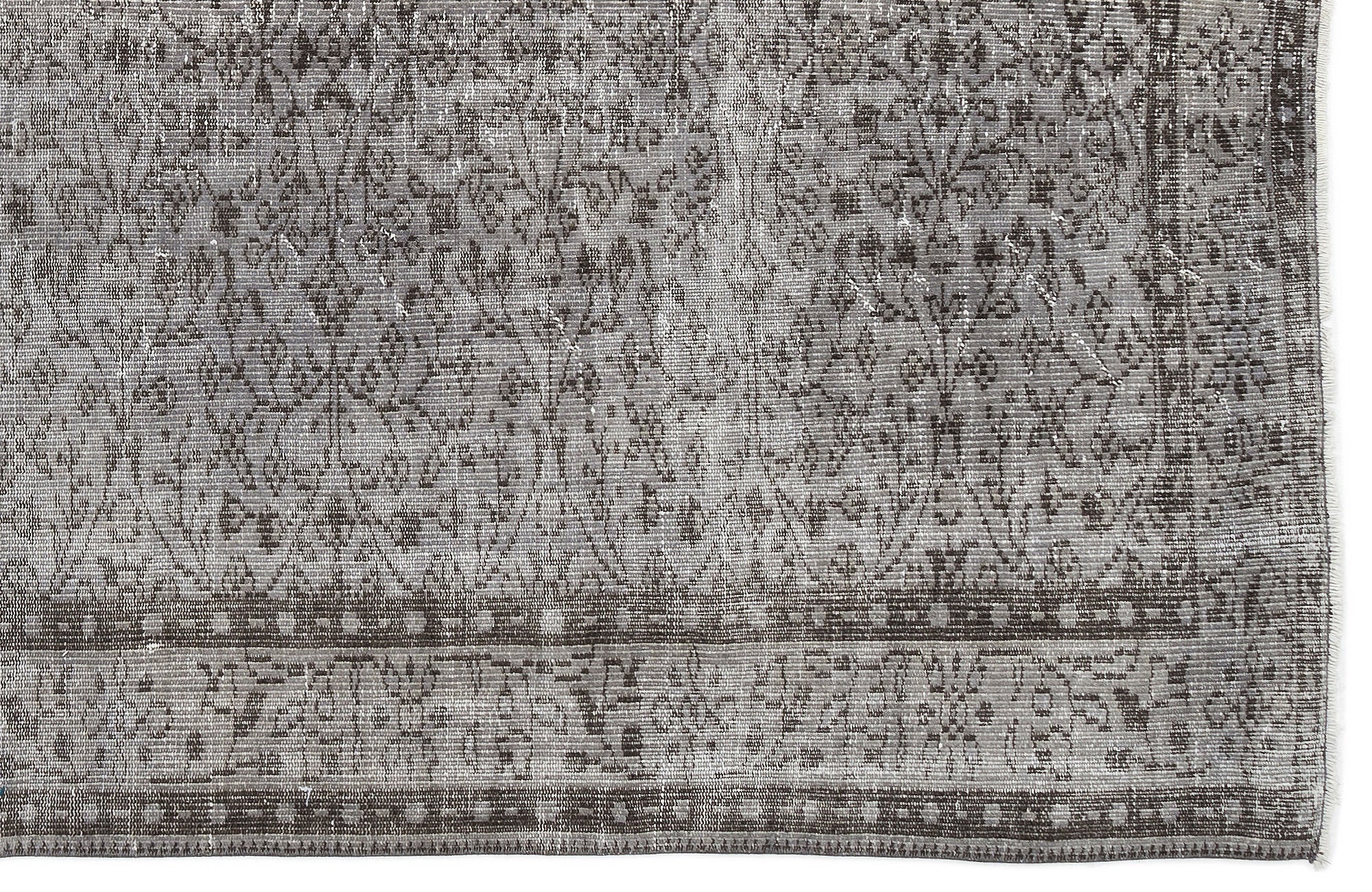 Atina Grey Vintage Wool Handmade Area Rug 5'7" x 9'3"