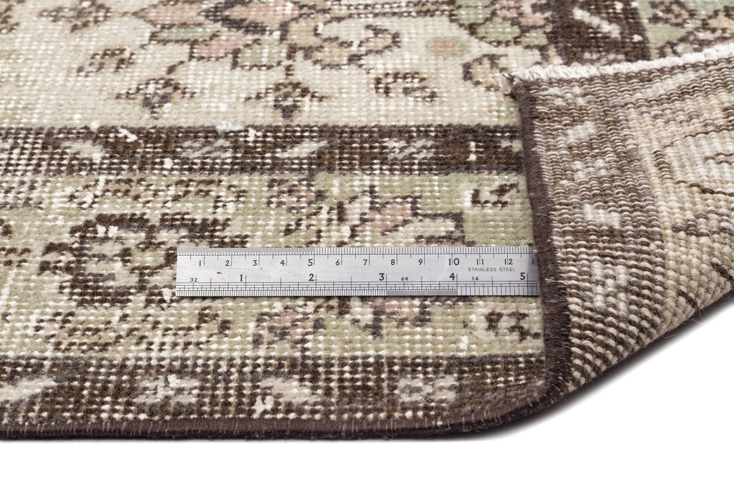 Atina Beige Vintage Wool Handmade Area Rug 6'2" x 9'9"