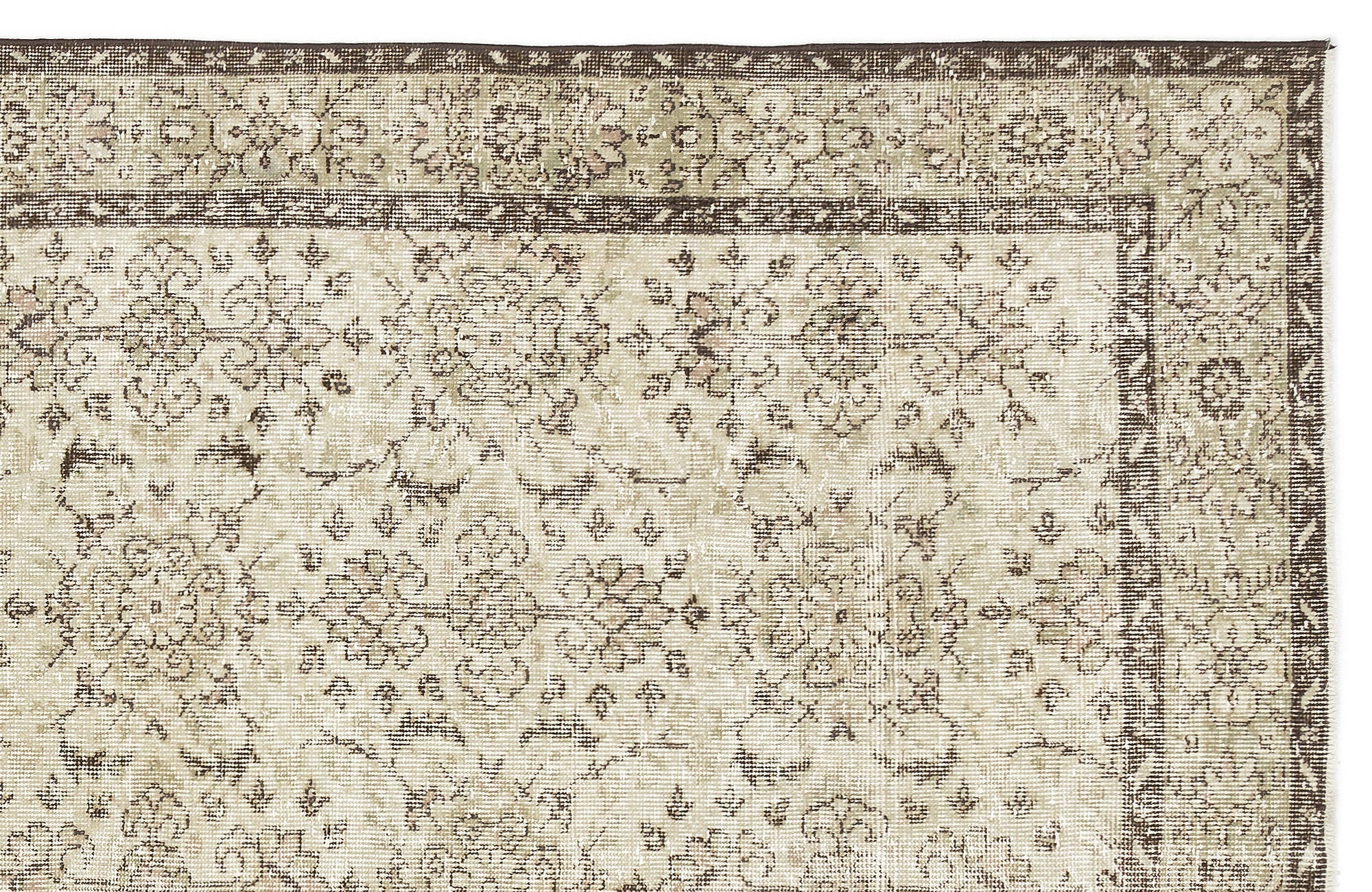 Atina Beige Vintage Wool Handmade Area Rug 6'2" x 9'9"
