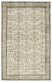 Atina Beige Vintage Wool Handmade Area Rug 6'2" x 9'9"
