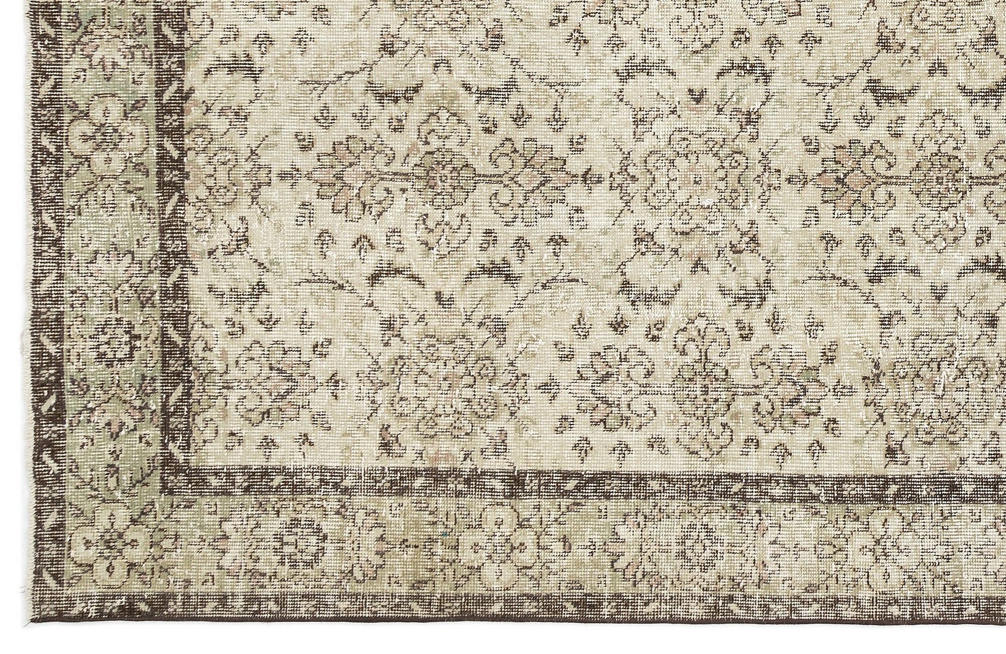 Atina Beige Vintage Wool Handmade Area Rug 6'2" x 9'9"