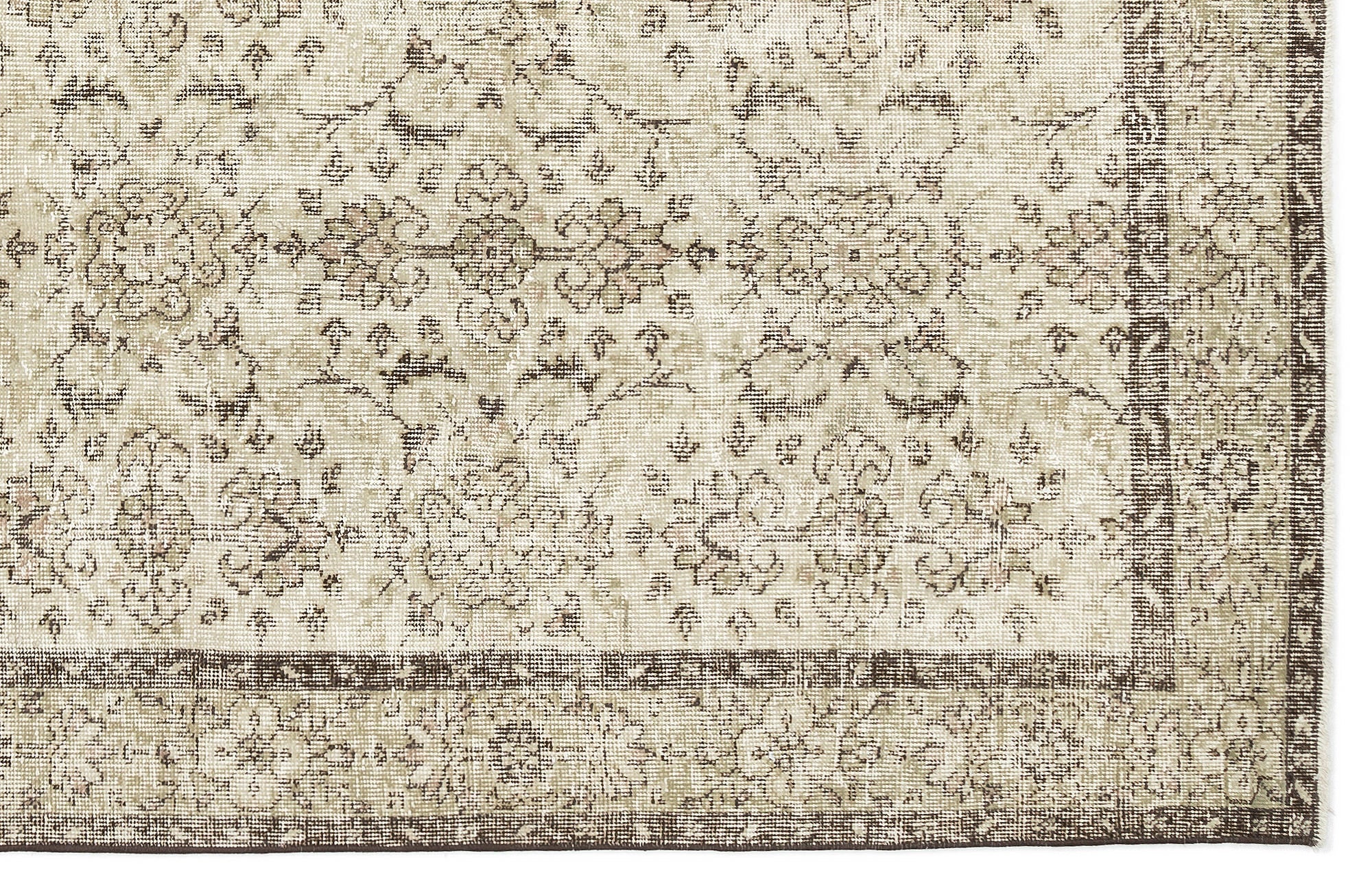 Atina Beige Vintage Wool Handmade Area Rug 6'2" x 9'9"