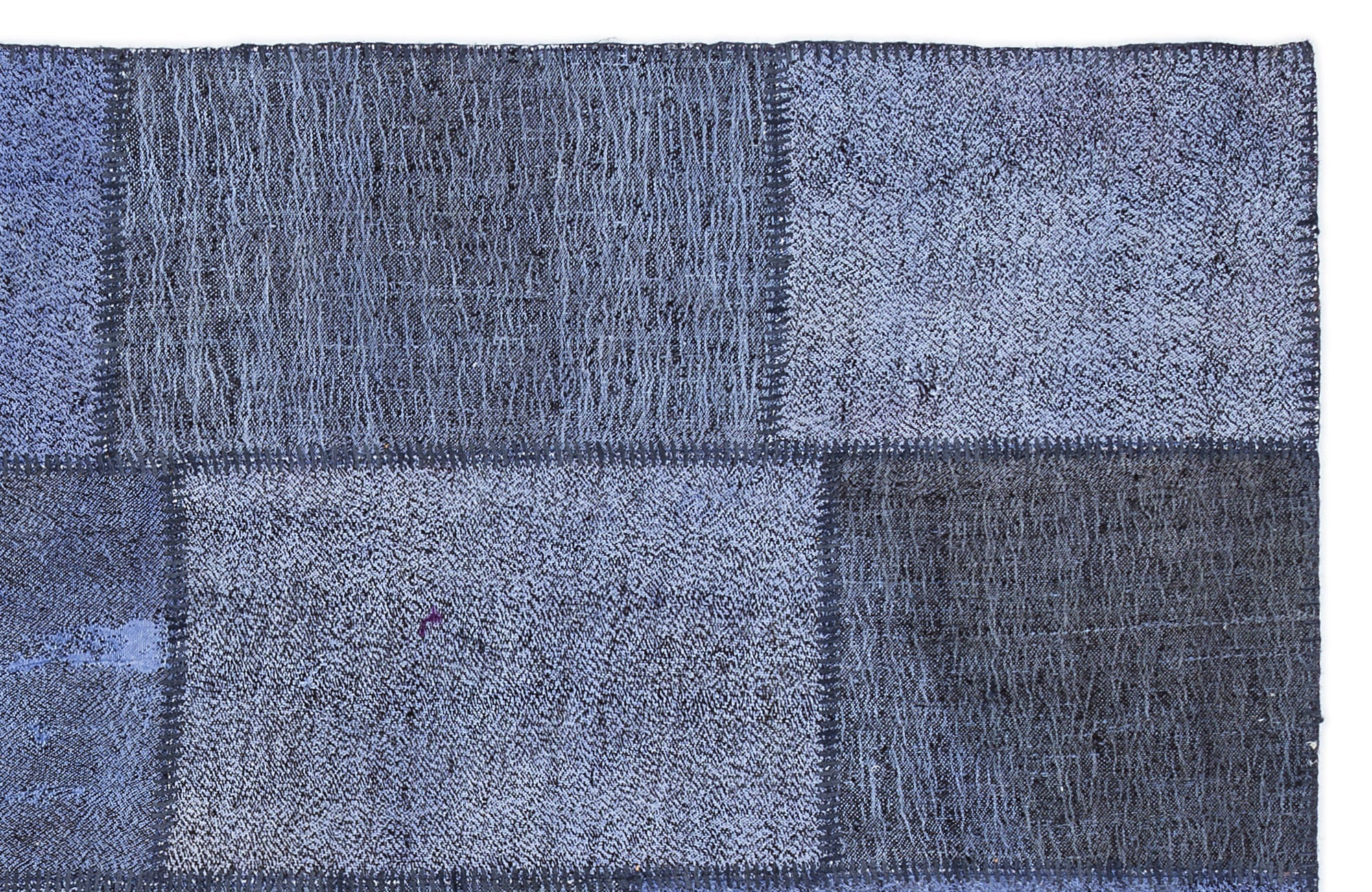 Teselya 1225 Blue Patchwork Wool Handmade Area Rug 5'3" x 7'7"