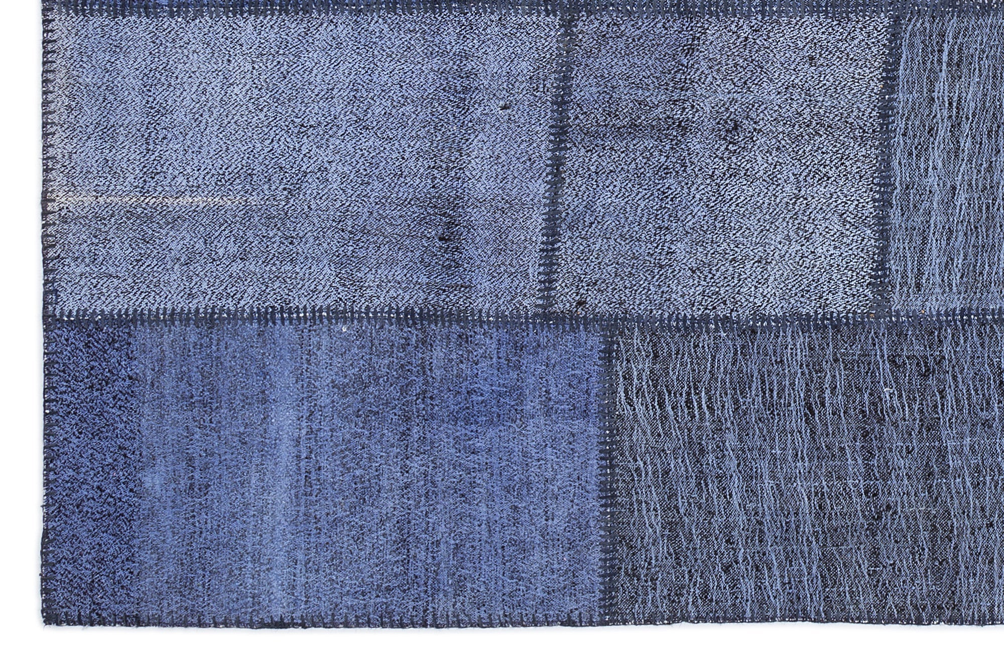 Teselya 1225 Blue Patchwork Wool Handmade Area Rug 5'3" x 7'7"
