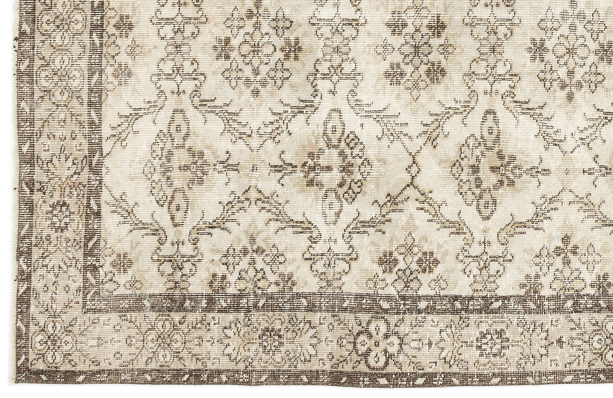 Atina Beige Vintage Wool Handmade Area Rug 5'7" x 8'4"