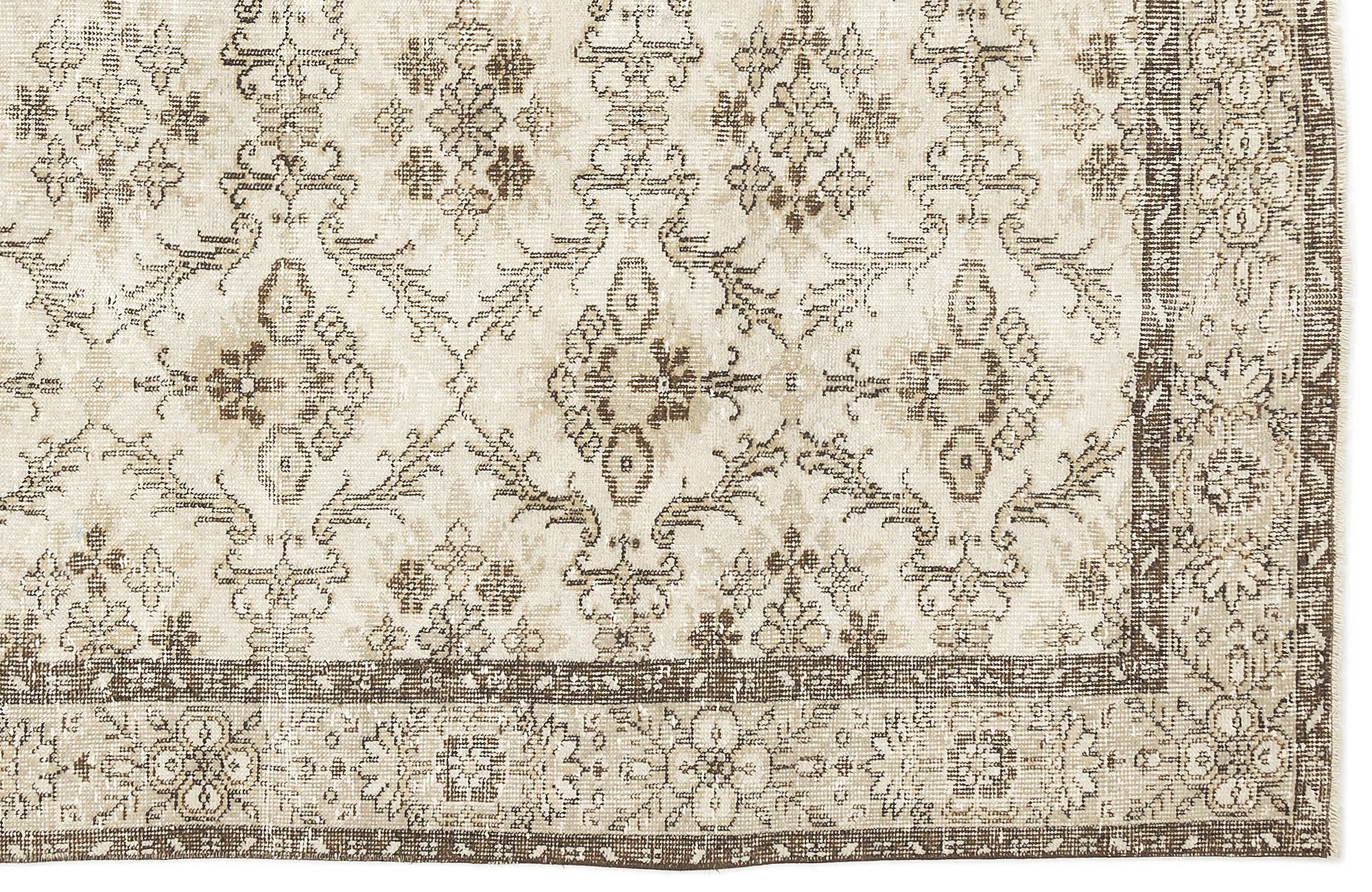 Atina Beige Vintage Wool Handmade Area Rug 5'7" x 8'4"