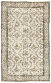 Atina Beige Vintage Wool Handmade Area Rug 5'7" x 8'4"