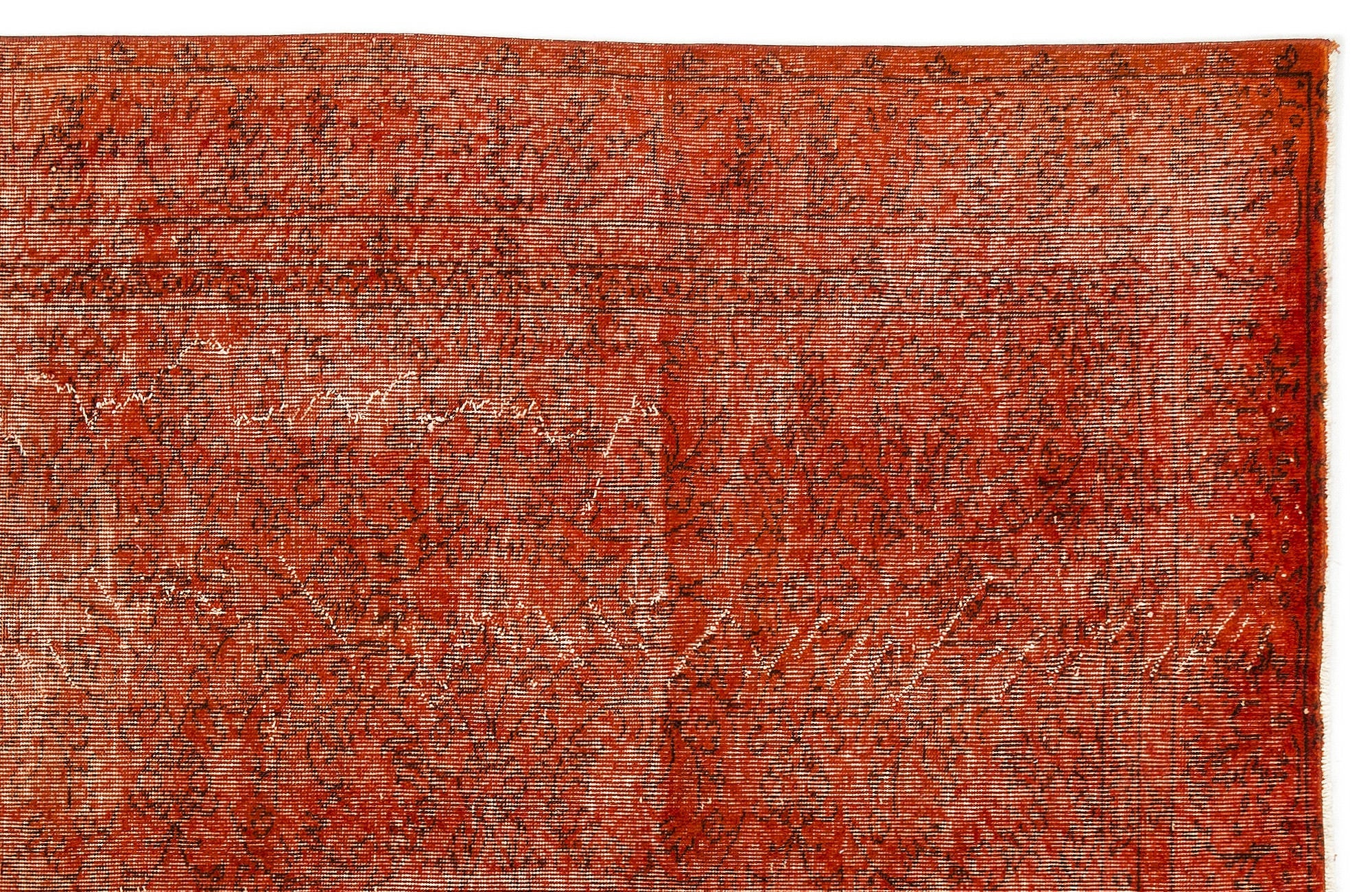 Atina Orange Vintage Wool Handmade Area Rug 6'6" x 9'4"