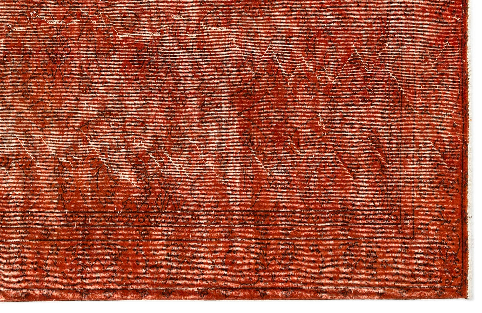 Atina Orange Vintage Wool Handmade Area Rug 6'6" x 9'4"