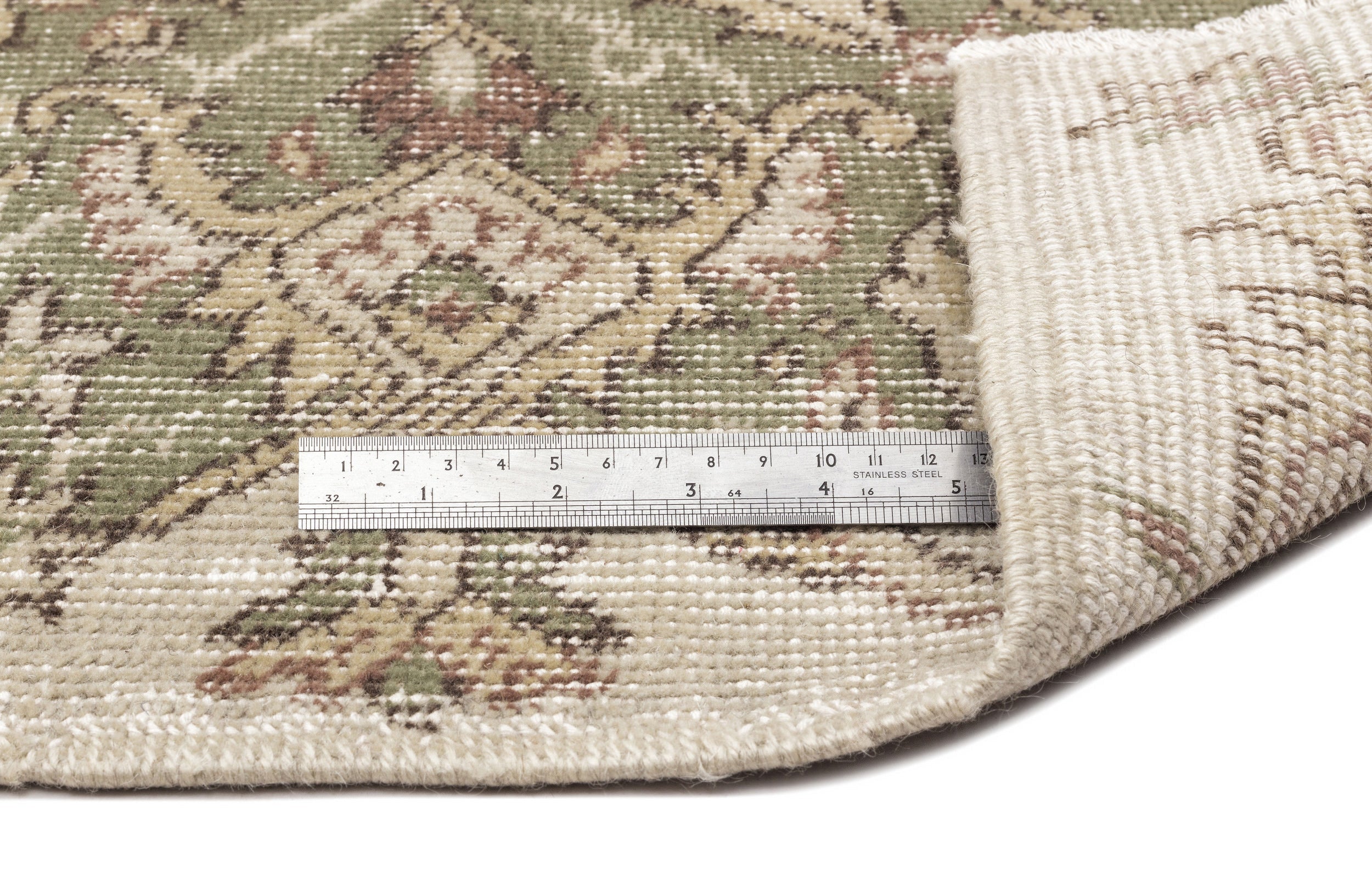 Atina Beige Vintage Wool Handmade Area Rug 5'9" x 8'9"