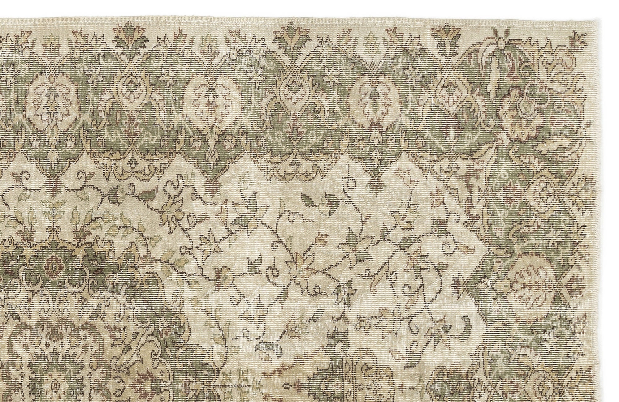 Atina Beige Vintage Wool Handmade Area Rug 5'9" x 8'9"