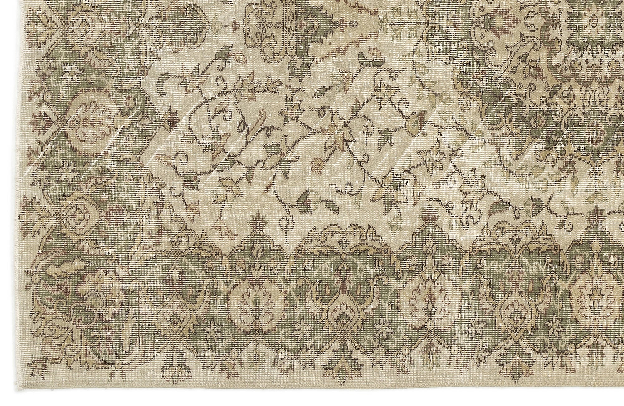 Atina Beige Vintage Wool Handmade Area Rug 5'9" x 8'9"