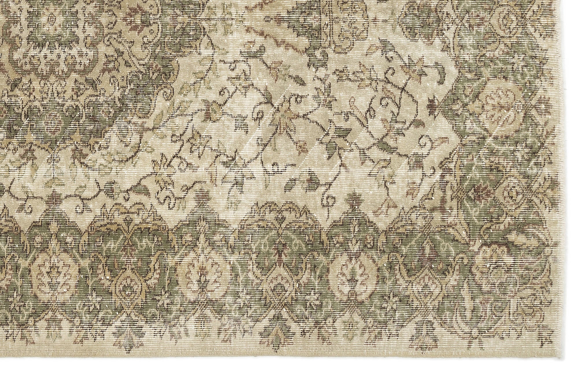 Atina Beige Vintage Wool Handmade Area Rug 5'9" x 8'9"