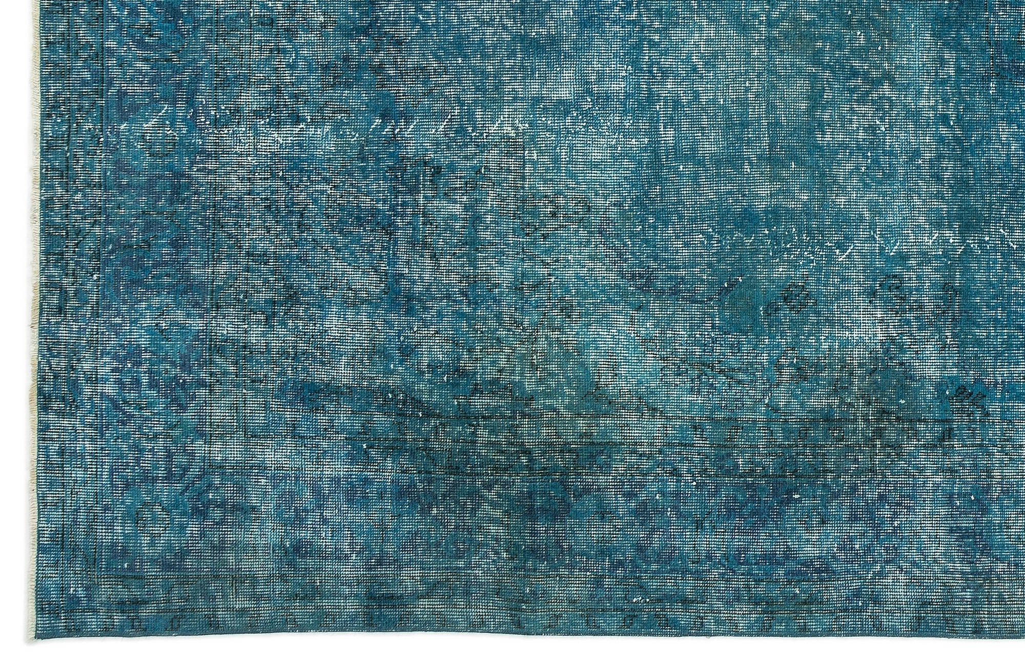 Atina Turquoise Vintage Wool Handmade Area Rug 6'9" x 10'3"