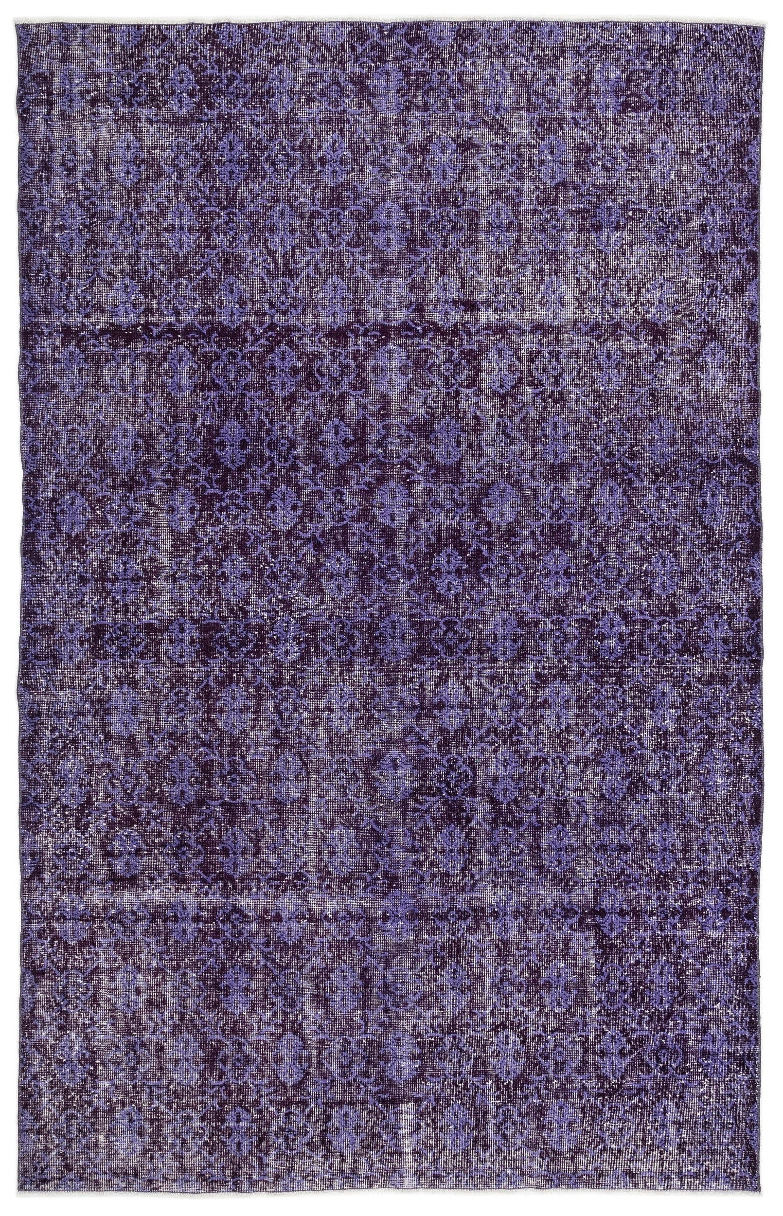 Atina Purple Vintage Wool Handmade Area Rug 6'10" x 10'8"