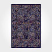 Digital Print Area Rug – Navy Frame Chenille Cotton Washable Non Slip Carpet