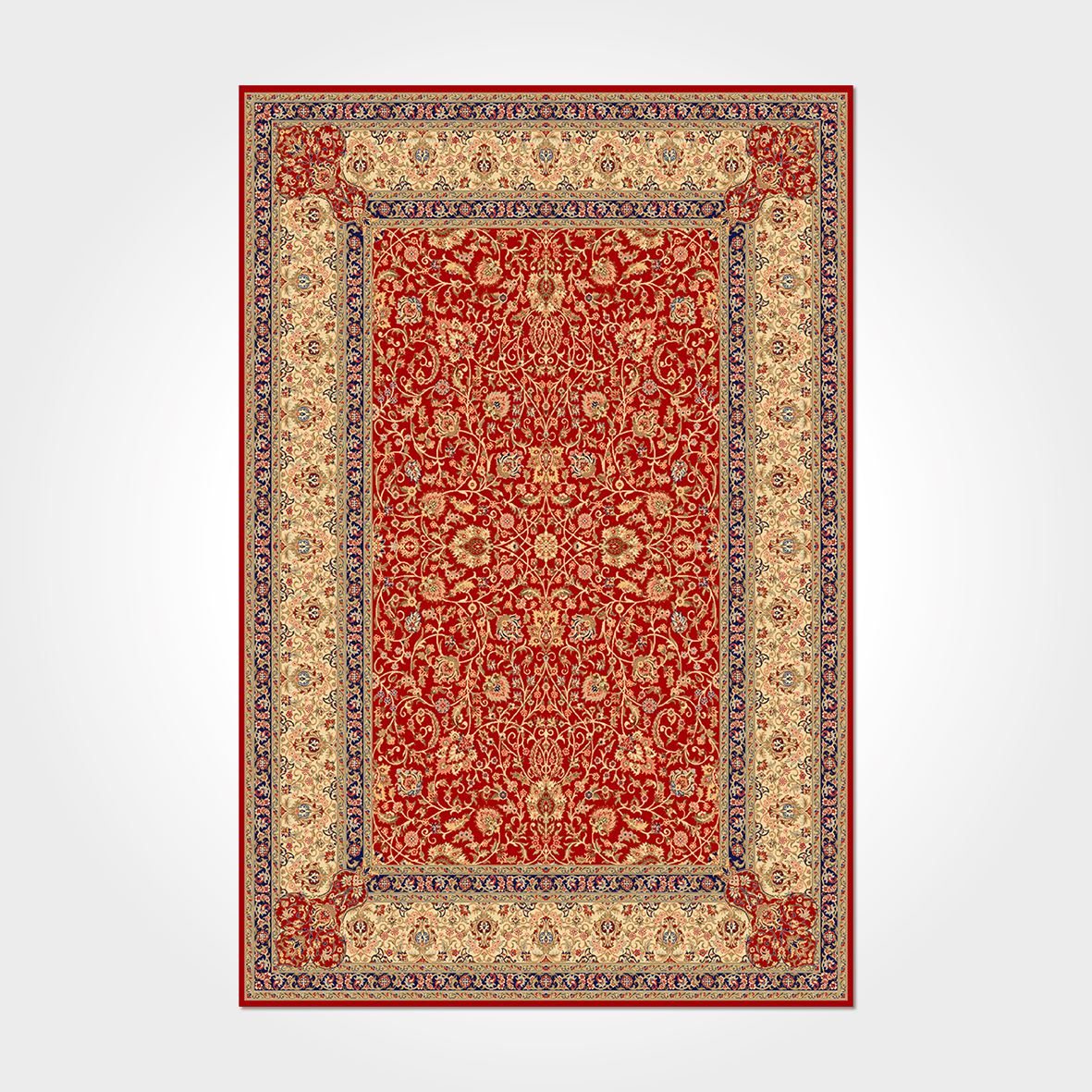 Digital Print Area Rug - Washable Non Slip Chenille Cotton Rug With Red Frame