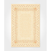 Cream Chenille Area Rug – Washable Non Slip Frame Design Carpet for Living Room