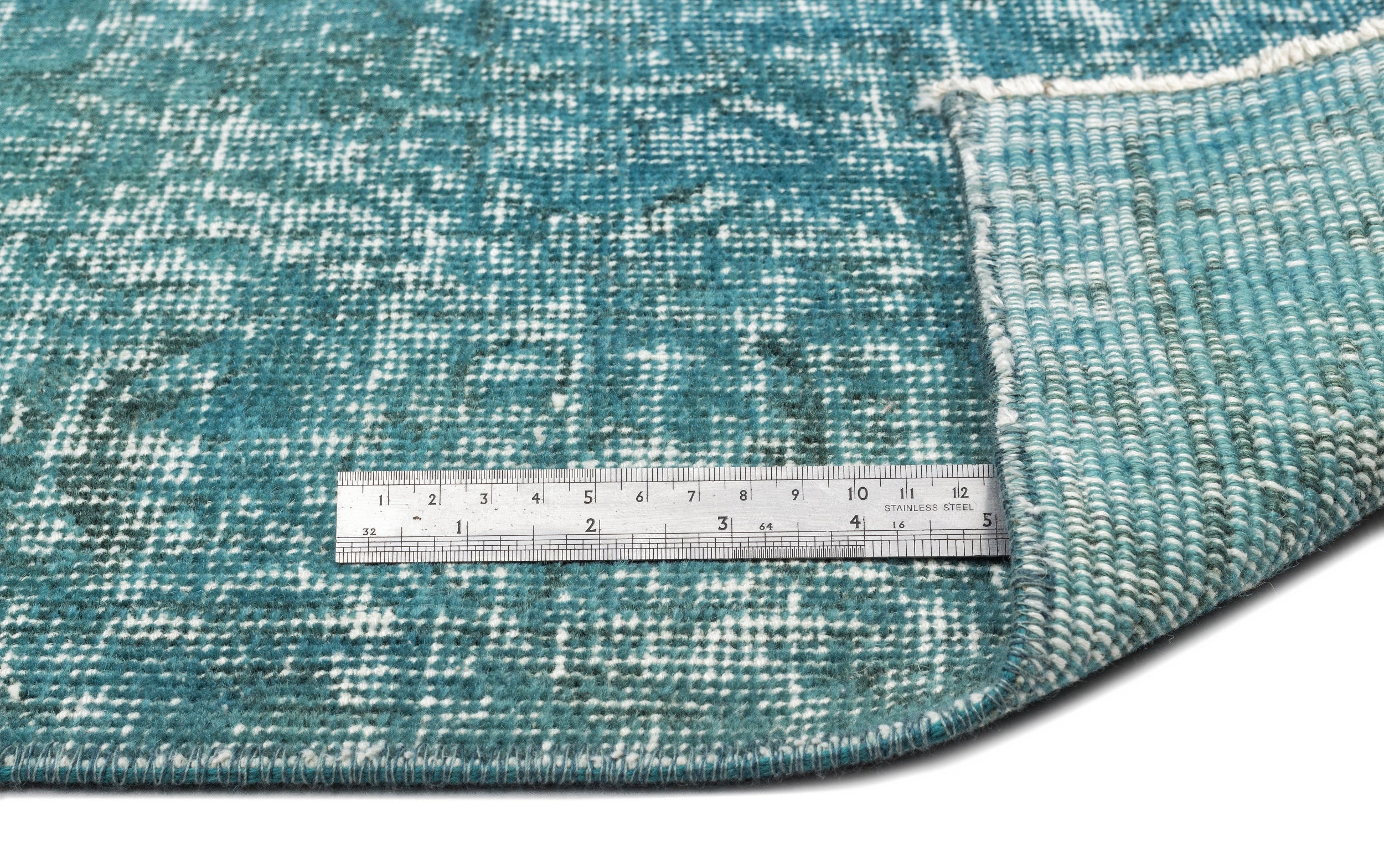 Atina Turquoise Vintage Wool Handmade Area Rug 3'10" x 7'1"