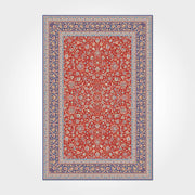 Chenille Cotton Area Rug - Washable Non Slip Red Frame Carpet for Living Room