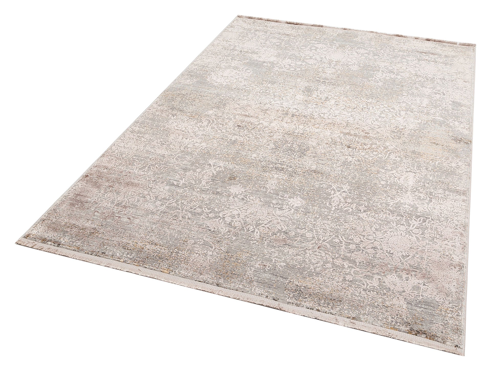 Vintage Area Rug – Machine Made Beige Overdyed Carpet with Soft Texture