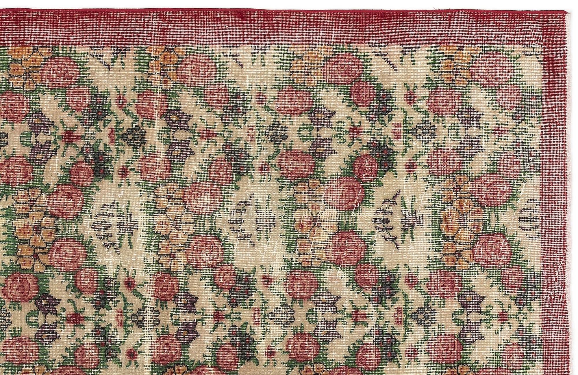 Atina Beige Vintage Wool Handmade Area Rug 3'8" x 6'5"