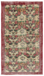 Atina Beige Vintage Wool Handmade Area Rug 3'8" x 6'5"