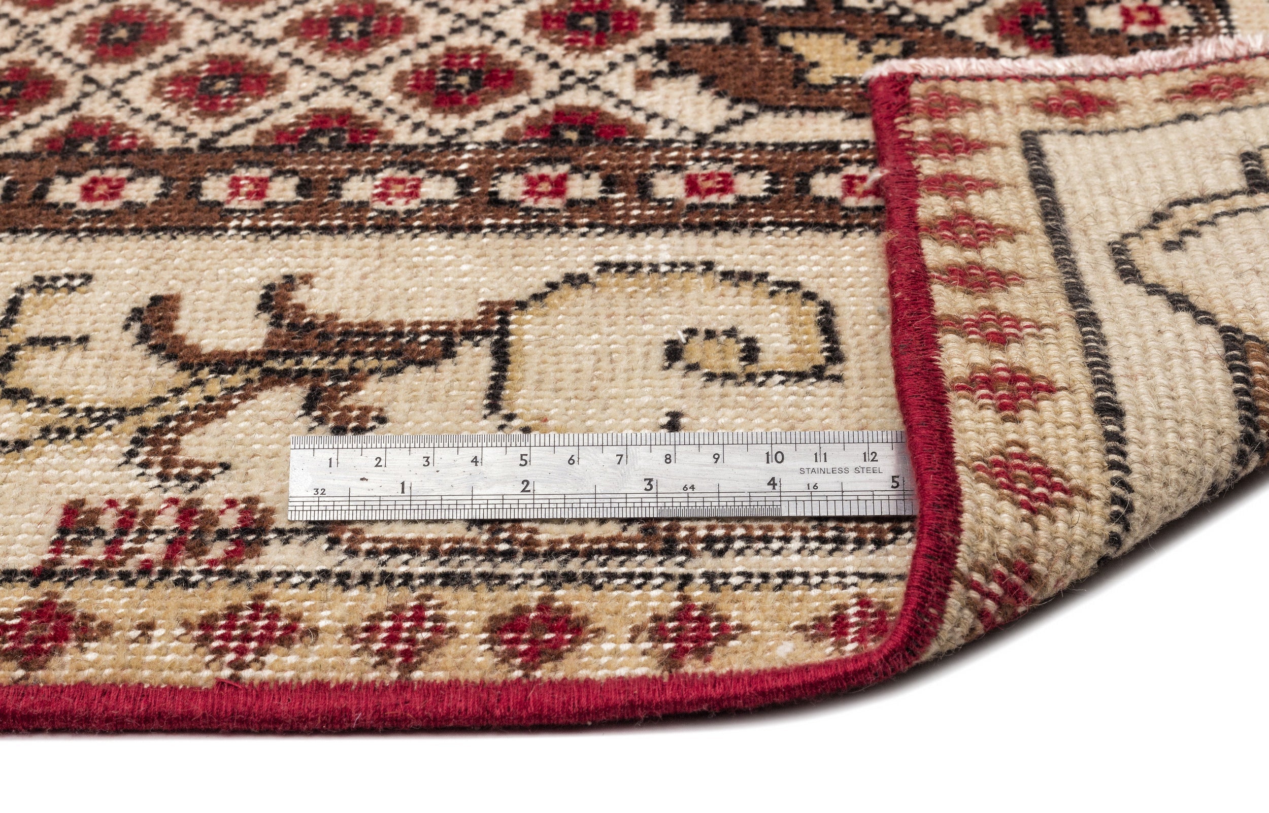 Atina Beige Vintage Wool Handmade Area Rug 5'8" x 9'4"