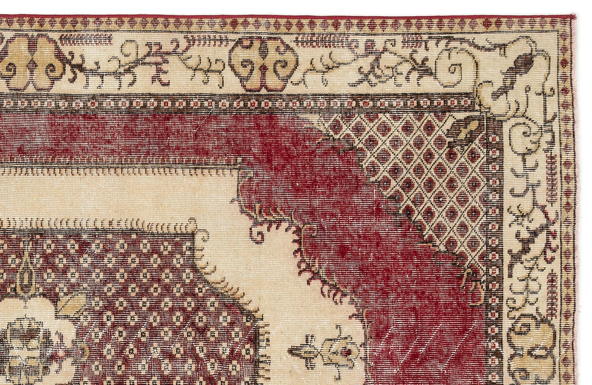 Atina Beige Vintage Wool Handmade Area Rug 5'8" x 9'4"