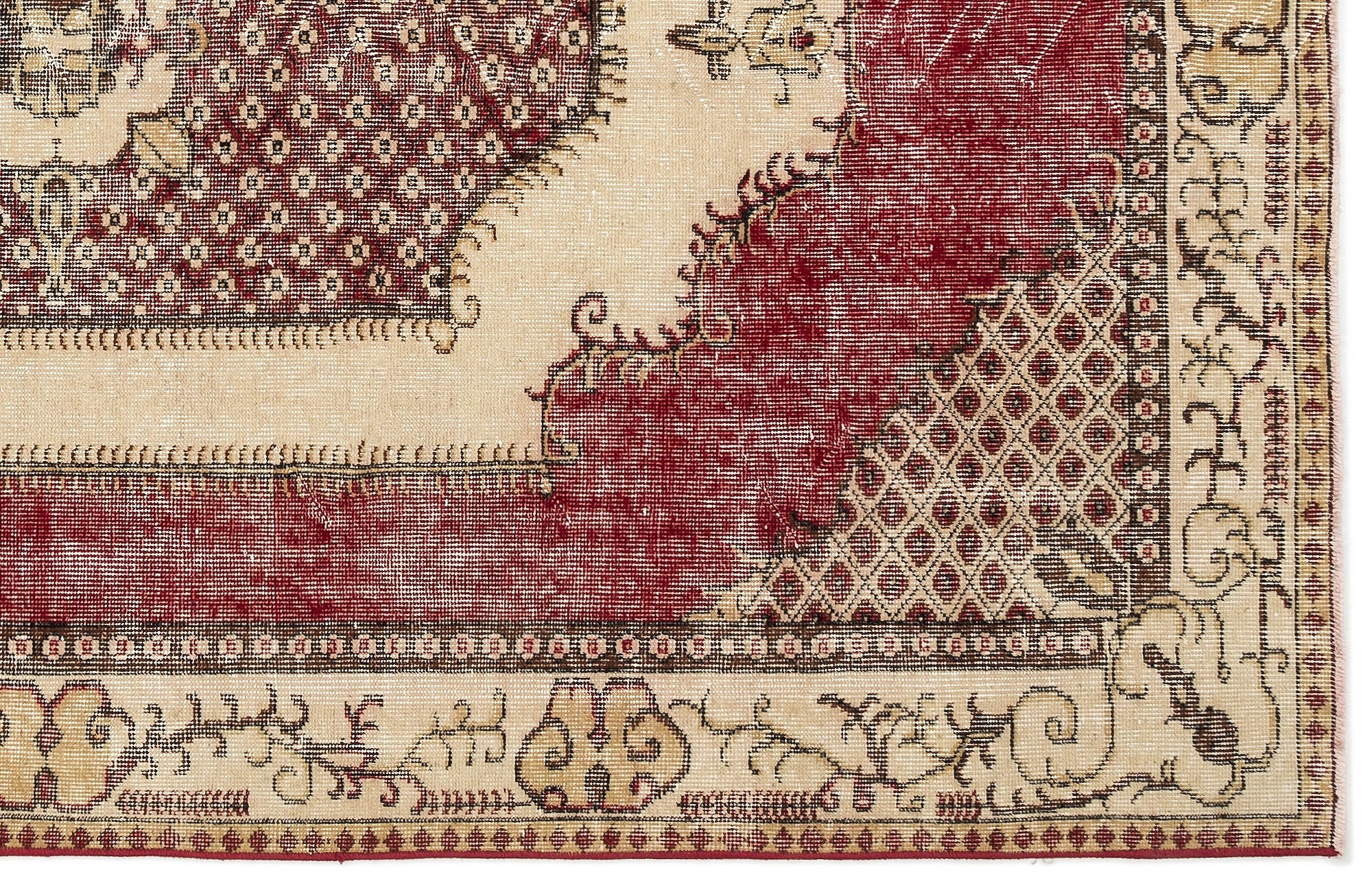 Atina Beige Vintage Wool Handmade Area Rug 5'8" x 9'4"