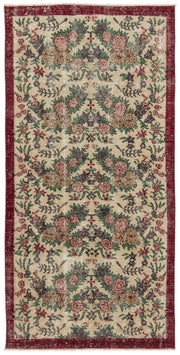 Atina Beige Vintage Wool Handmade Area Rug 3'6" x 7'2"